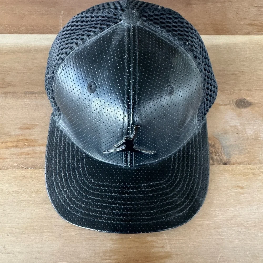 Jordan Kids Black Vegan Leather Cap with Mesh